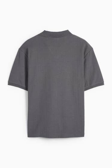 Bărbați - Tricou polo tricotat - regular fit - gri închis