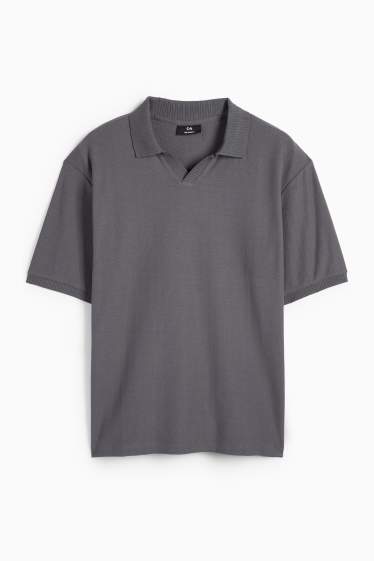 Bărbați - Tricou polo tricotat - regular fit - gri închis