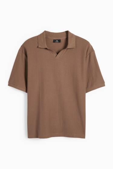 Bărbați - Tricou polo tricotat - regular fit - maro