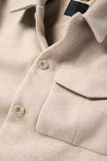 Men - Shirt jacket - regular fit - kent collar - patterned - beige