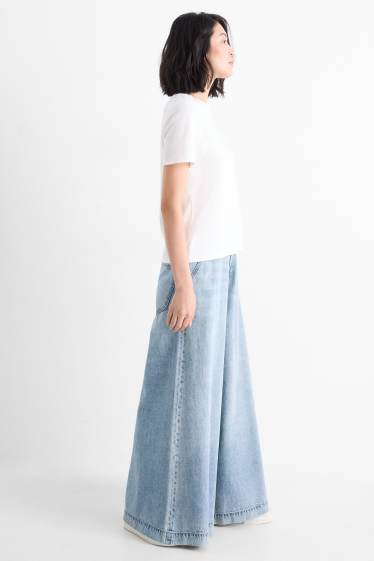 Femei - Palazzo jeans - talie medie - denim-albastru deschis