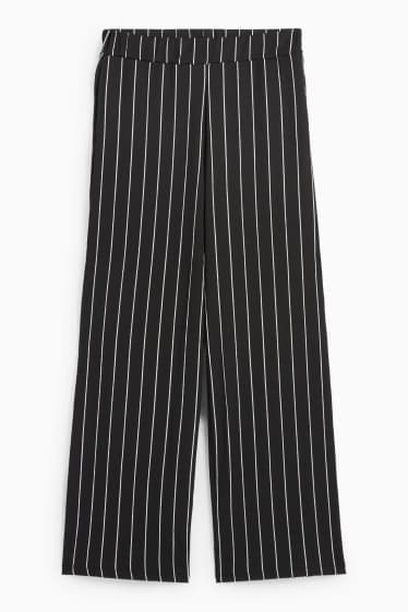 Femei - Pantaloni din jerseu - talie medie - loose fit - cu dungi - negru / alb