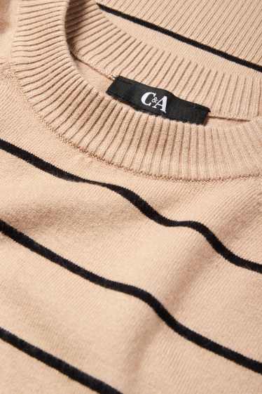 Femei - Pulover din tricot fin - cu dungi - negru / nej