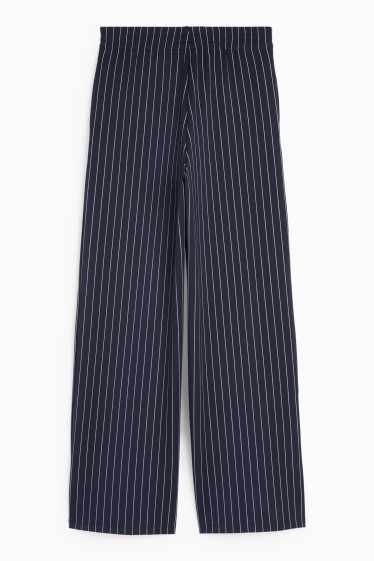 Femei - Pantaloni din jerseu - talie medie - straight fit - cu dungi - albastru închis