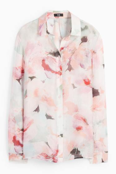 Women - Shirt blouse - floral - white / rose