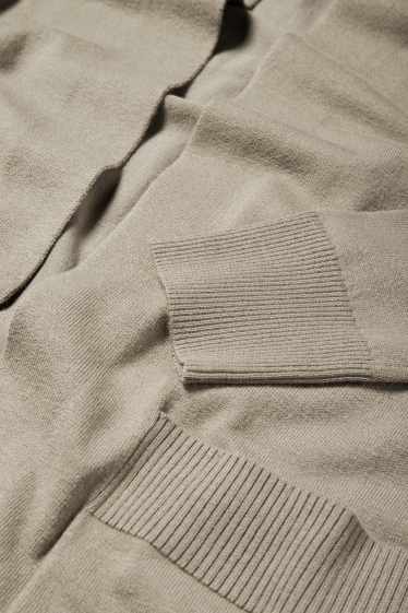 Femei - Cardigan tricotat lung - kaki