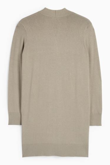 Femei - Cardigan tricotat lung - kaki