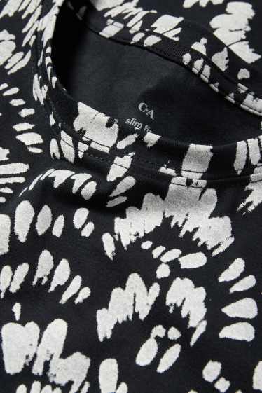 Femmes - Haut à manches longues - slim fit - à motif - noir / blanc