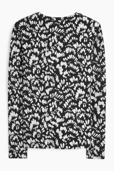 Femmes - Haut à manches longues - slim fit - à motif - noir / blanc