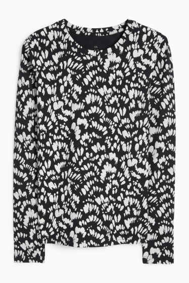 Femmes - Haut à manches longues - slim fit - à motif - noir / blanc