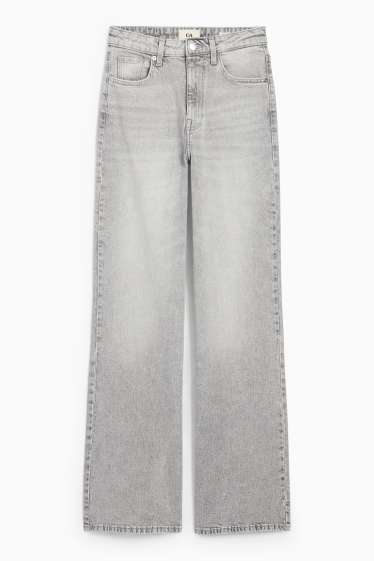 Femei - Wide leg jeans - talie înaltă - denim-gri deschis