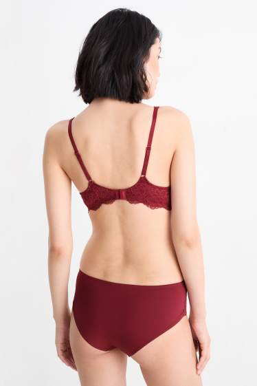 Women - Underwire bra - PLUNGE - padded - dark red