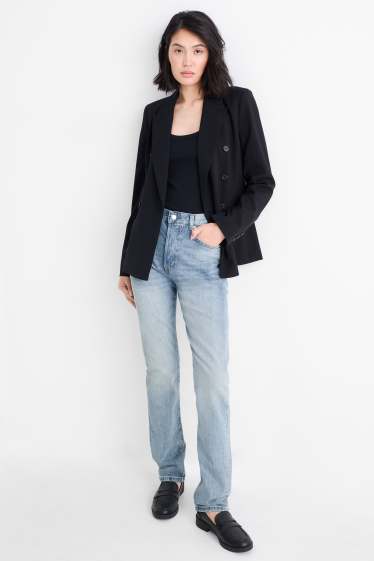Femei - Vintage straight jeans - talie medie - LYCRA® - denim-albastru