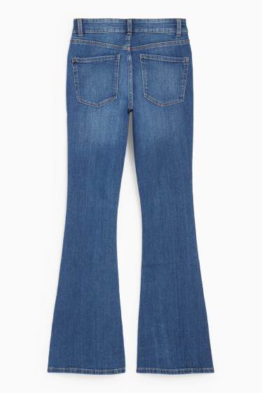 Femei - Flared jeans - talie medie - denim-albastru