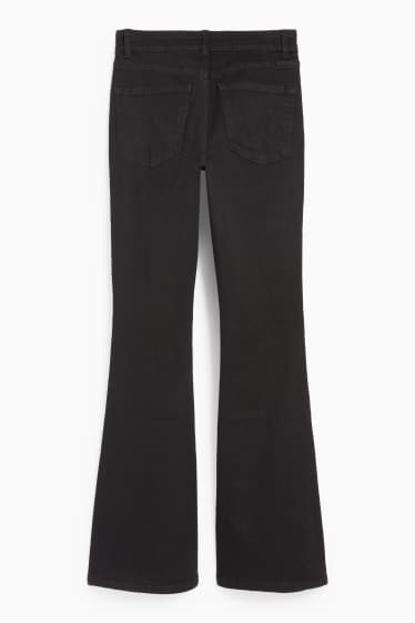 Femei - Flared jeans - talie medie - denim-gri închis