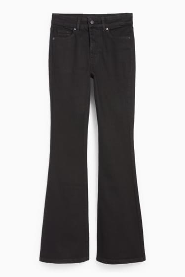 Femei - Flared jeans - talie medie - denim-gri închis