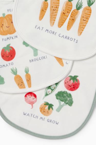 Bebeluși - fete - Multipack 3 buc. - legume - bavete bebeluși - alb