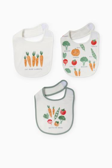 Bebeluși - fete - Multipack 3 buc. - legume - bavete bebeluși - alb