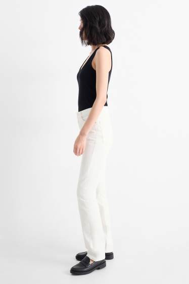 Femei - Vintage straight jeans - talie medie - LYCRA® - alb