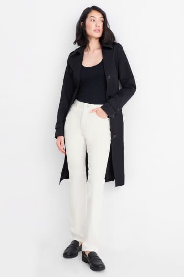 Femei - Vintage straight jeans - talie medie - LYCRA® - alb