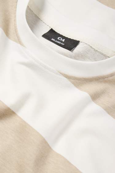 Bărbați - Tricou - relaxed fit - cu dungi - alb / bej