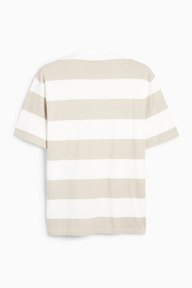 Bărbați - Tricou - relaxed fit - cu dungi - alb / bej