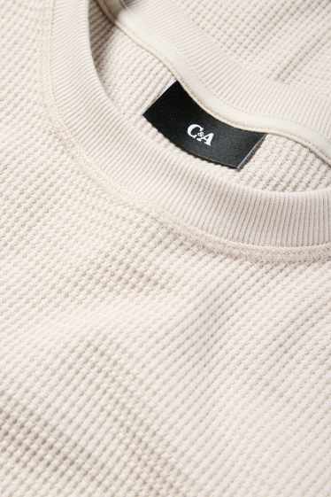 Bărbați - Tricou cu mânecă lungă - structurat - bej deschis