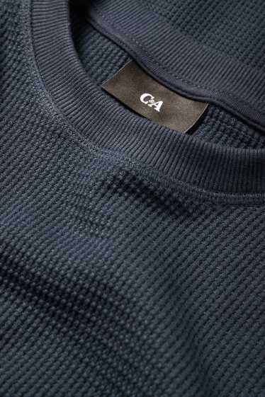 Bărbați - Tricou cu mânecă lungă - structurat - albastru închis