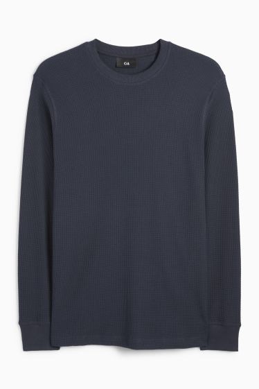 Bărbați - Tricou cu mânecă lungă - structurat - albastru închis