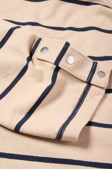 Femei - Tricou cu mânecă lungă - cu dungi - bej deschis