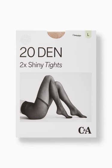Femei - Multipack 2 perechi - dresuri - LYCRA® - 20 DEN - șampanie