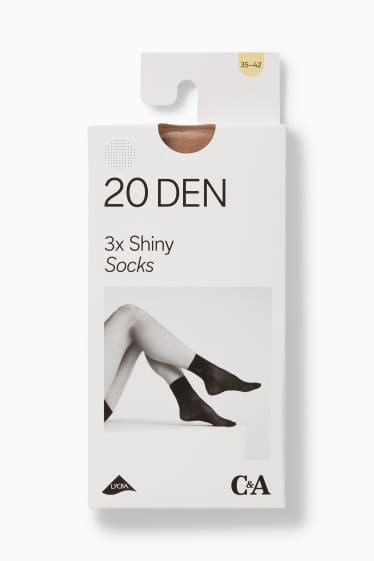 Femei - Multipack 3 perechi - șosete fine - LYCRA® - 20 DEN - Pudră