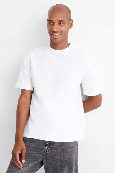Bărbați - Tricou - relaxed fit - reiat - alb
