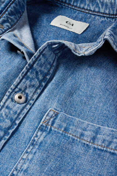 Bărbați - Cămașă din denim - relaxed fit - guler Kent - denim-albastru
