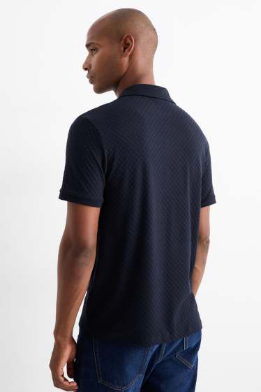 Bărbați - Tricou polo - regular fit - structurat - albastru închis