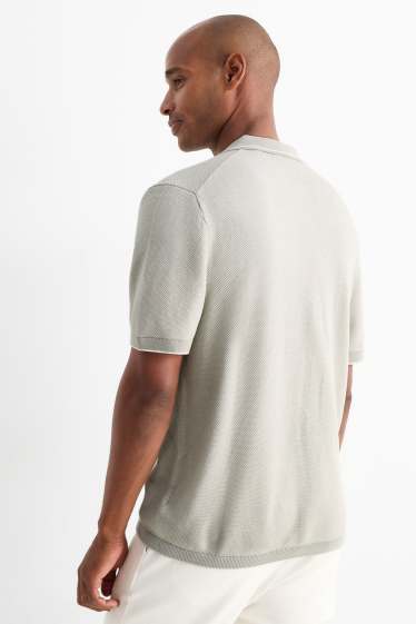 Bărbați - Tricou polo tricotat - regular fit - gri deschis