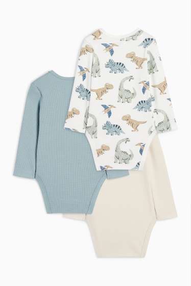 Bebeluși - băieți - Multipack 3 buc. - Dino - body bebeluși - gri deschis