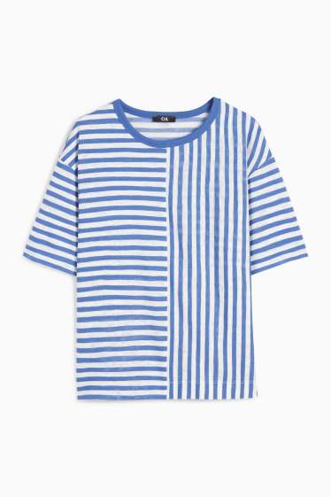 Femei - Tricou - regular fit - cu dungi - albastru / alb