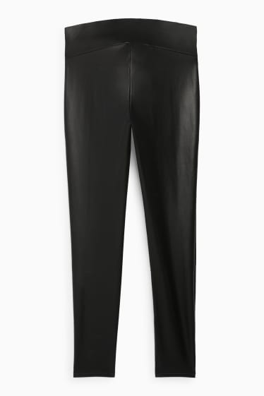 Women - Leggings - faux leather - black