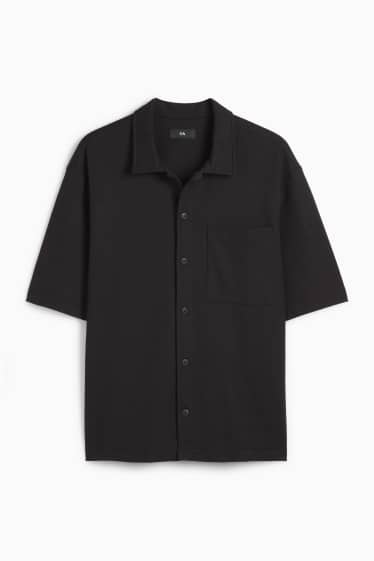 Bărbați - Cămașă - regular fit - guler Kent - structurată - negru