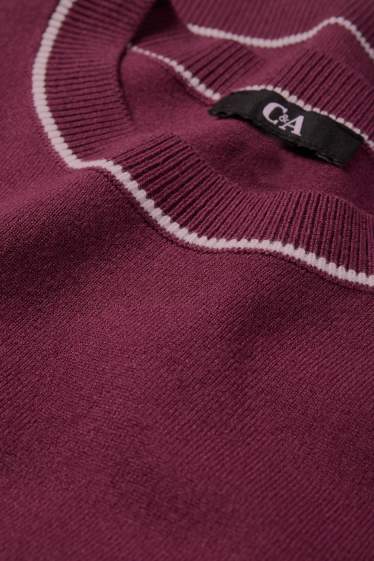 Femei - Pulover din tricot fin - bordo