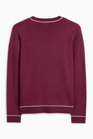Femei - Pulover din tricot fin - bordo