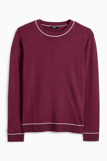 Femei - Pulover din tricot fin - bordo