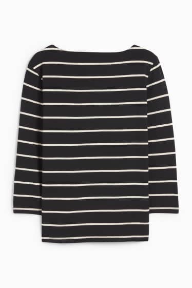Femei - Tricou cu mânecă lungă - cu dungi - negru / alb