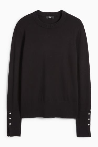Femei - Pulover din tricot fin - negru