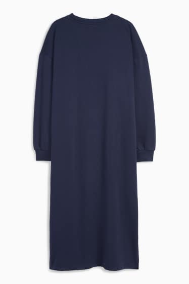 Dames - Jurk van sweatstof - donkerblauw