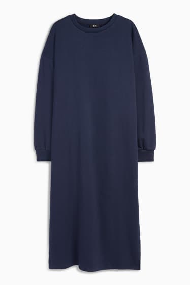 Dames - Jurk van sweatstof - donkerblauw
