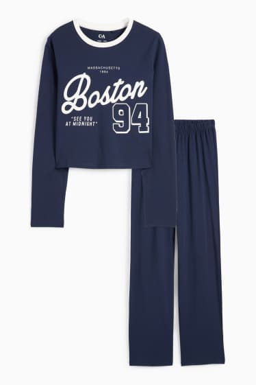 Copii - Fete - Boston - pijama - 2 piese - albastru închis