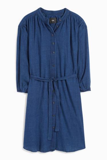Femei - Rochie tip bluză din denim - denim-albastru