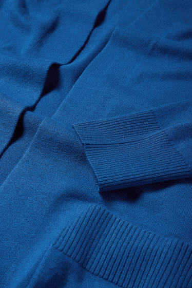 Femei - Cardigan tricotat lung - albastru